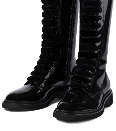 Shop Roger Vivier Viv' Rangers Patent Leather Knee-high Boots In Black