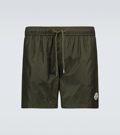 Shop Moncler Boxer Swim Shorts In Green