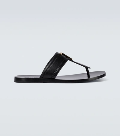 Shop Tom Ford Leather Thong Sandals In Black