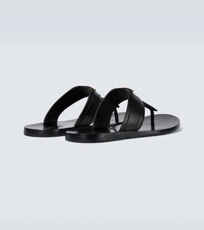 Tom Ford Brighton Leather Flip-flops In Black And Gold In Black