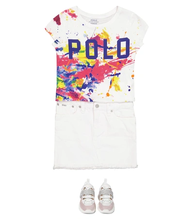 Shop Polo Ralph Lauren Denim Skirt In White