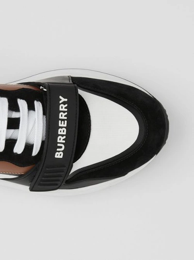 Shop Burberry Leather In Black/archive Beige