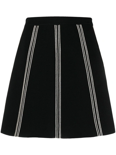 Shop Sandro Striped A-line Skirt In Black