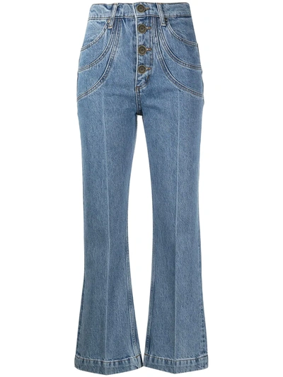 Shop Sandro Alex Cropped Jeans In Blue