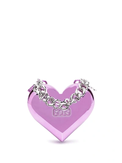 Shop Gcds Heart Chain-strap Clutch Bag In Pink
