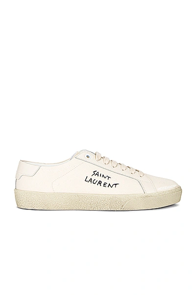 Shop Saint Laurent Embroidered Sneakers In Panna