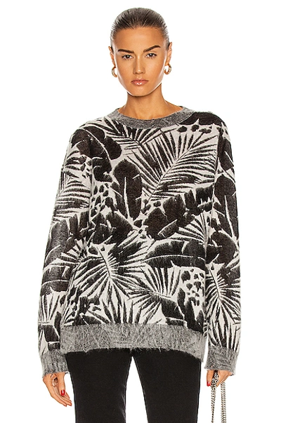 Shop Saint Laurent Crew Neck Sweater In Noir & Naturel