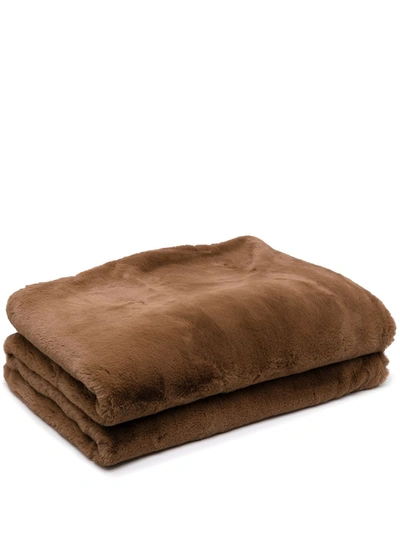 Shop Apparis Shiloh Faux-fur Blanket In Brown
