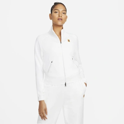 Shop Nike Women's Court Full-zip Tennis Jacket In White,white