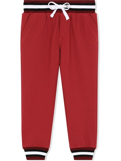 Shop Dolce & Gabbana Stripe Trim Cotton Track Pants In Red