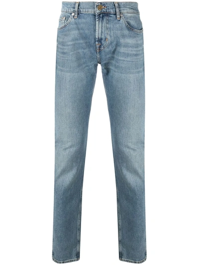 Shop 7 For All Mankind Light-wash Straight Leg Jeans In Blue
