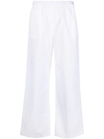 Shop Aspesi Elasticated Cotton Trousers In White