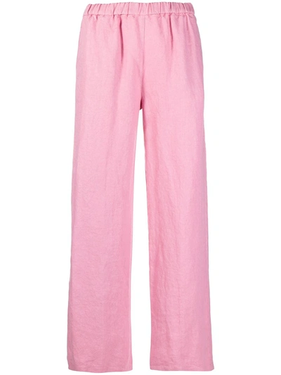 Shop Aspesi Straight-cut Linen Trousers In Pink