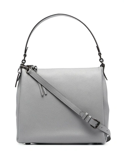 Shop Coach Shay Pebbled Tote Bag In Grey