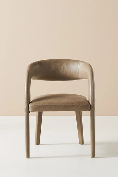 Shop Anthropologie Leather Hagen Dining Chair In Grey