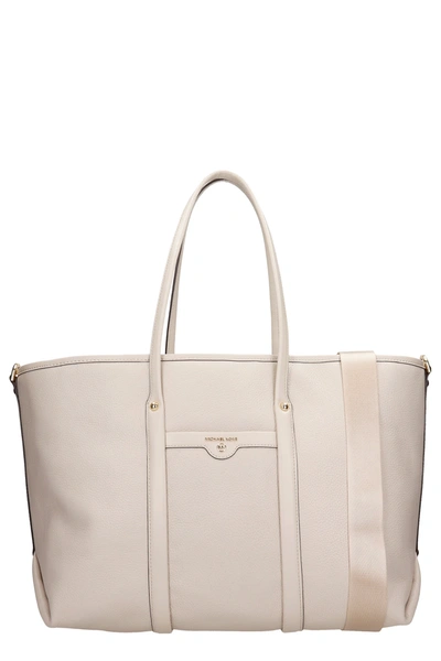 Shop Michael Kors Tote In Beige Leather