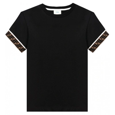 Shop Fendi Cuff Logo T-shirt In Black