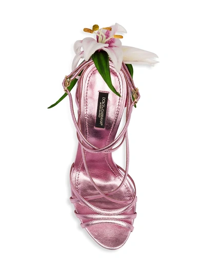 Shop Dolce & Gabbana Women's Strappy Lily Leather Sandals In Rosa