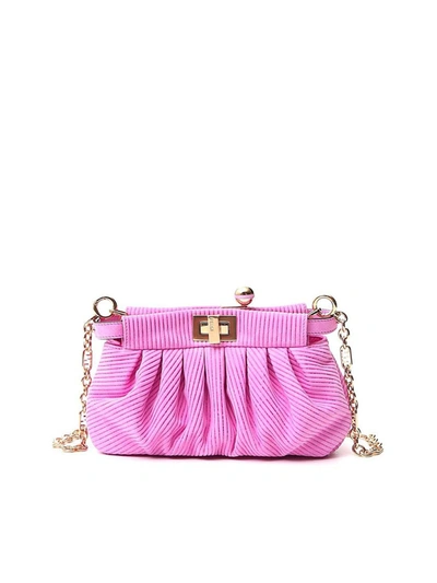 Shop Fendi Peekaboo Click Clutch In Pink & Purple
