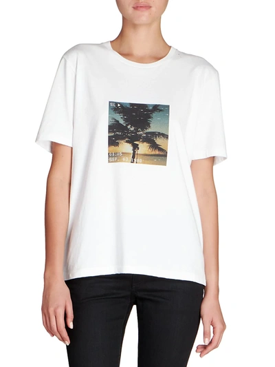 Shop Saint Laurent Graphic Palm T-shirt In Naturel Multicolor