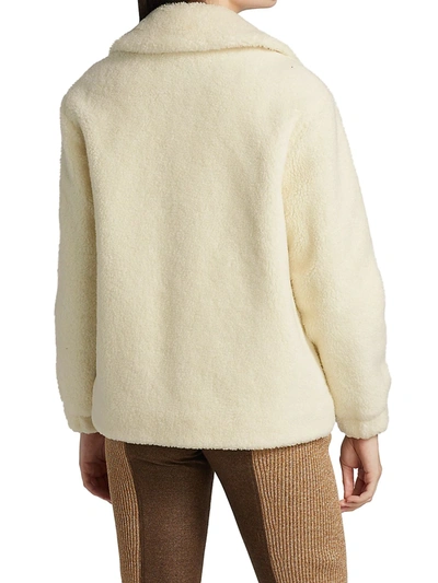 Shop Burberry Rosewell Faux Shearling Jacket In Ivory
