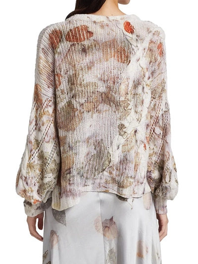 Shop Alejandra Alonso Rojas Belle Sleeve Floral Knit Pullover In Floral Aspictured
