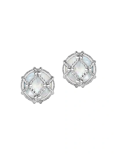 Shop Judith Ripka Women's Isola Sterling Silver & Mother-of-pearl Stud Earrings