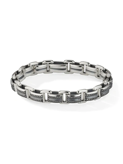 Shop David Yurman Beveled Pavé Black Diamond Sterling Silver Link Bracelet