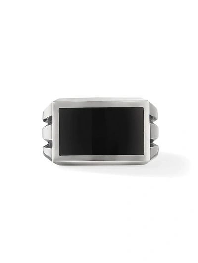 Shop David Yurman Men's Beveled Streamline Sterling Silver & Black Onyx Signet Ring