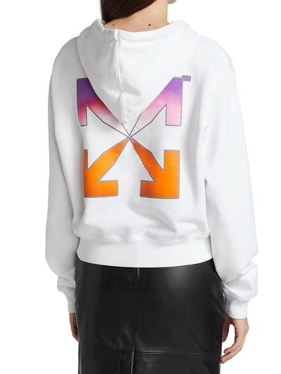 Shop Off-white Women's Gradient Crop Multicolor Hoodie In White Multi