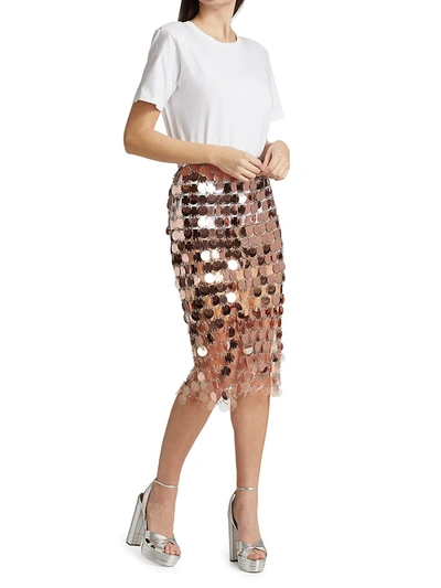 Shop Paco Rabanne Paillette Pencil Skirt In Transparent Pink