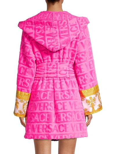 Shop Versace Women's Barocco Wrap Robe In Fuchsia