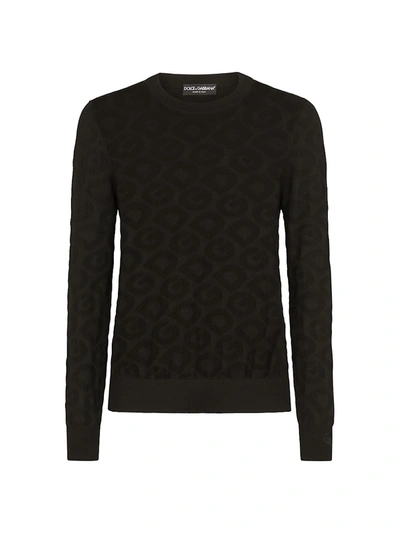 Shop Dolce & Gabbana Pique Logo Silk Sweater In Nero