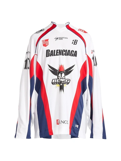 Shop Balenciaga Long-sleeve Hockey T-shirt In White Red Ink