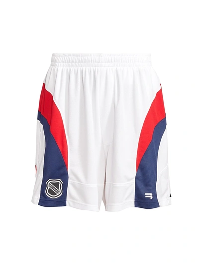 Shop Balenciaga Hockey Shorts In White Red Ink