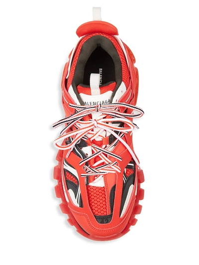 Shop Balenciaga Track Clear Sole Sneakers In Red White