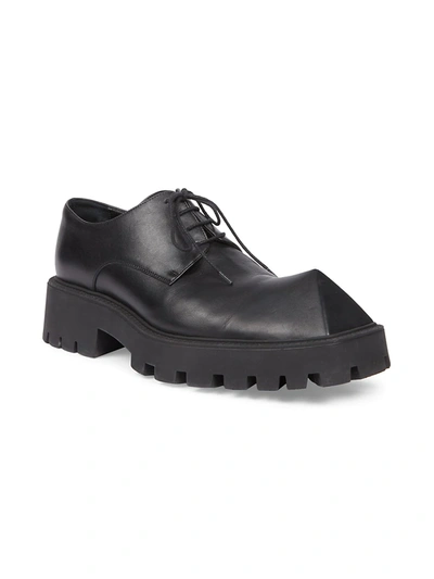 Rhino Square-toe Leather Derby Shoes In Black