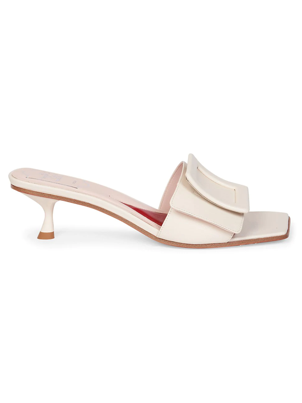 ROGER VIVIER- Covedere Buckle Leather Mules- Woman-  - White