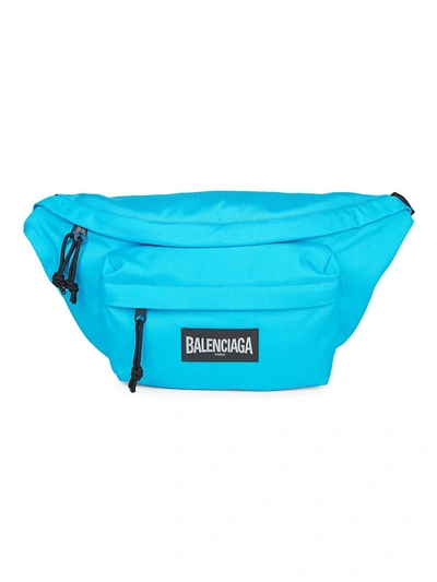 Shop Balenciaga Oversized Logo Belt Bag In Cyclades Blue