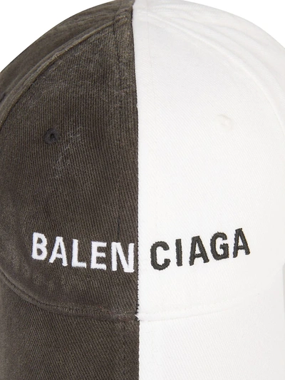 Shop Balenciaga Two-tone Logo Baseball Cap In Black White