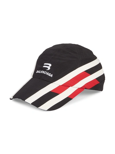 Shop Balenciaga Tracks Colorblock Stripe Baseball Cap In Black