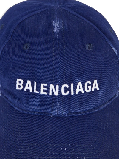 Shop Balenciaga Logo Denim Baseball Cap In Black