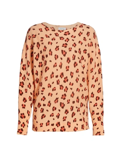 Shop Naadam Cheetah Boatneck Cashmere Sweater In Peach Combo
