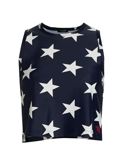 Shop R13 Star Crop Tank Top In Navy Star