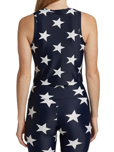 Shop R13 Star Crop Tank Top In Navy Star