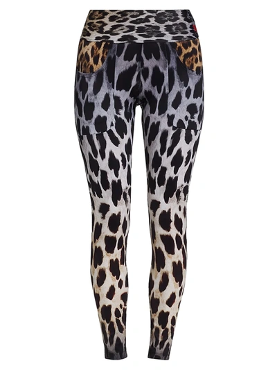 Shop R13 Women's Patch Pocket Leopard Leggings In Black Faded Leopard