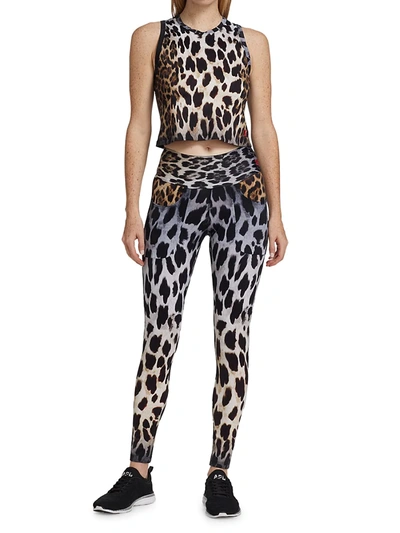 Shop R13 Women's Patch Pocket Leopard Leggings In Black Faded Leopard