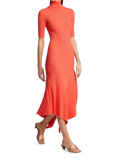 Shop A.l.c Erynna Turtleneck Midi Dress In Persimmon