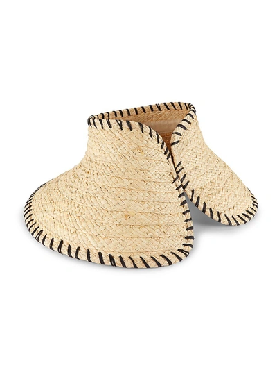 Hat Attack Roll Up Raffia Visor In Tan