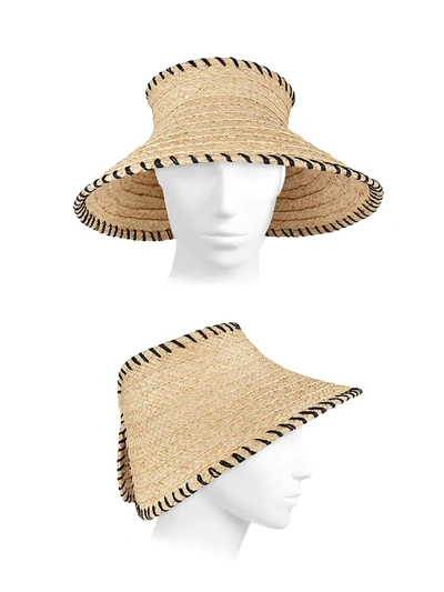 Hat Attack Roll Up Raffia Visor In Tan